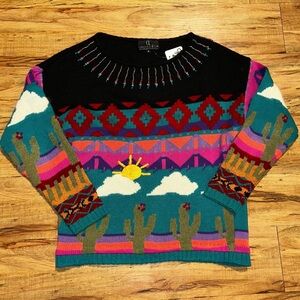 Colorful Southwestern Patterned Sweater by Carole little